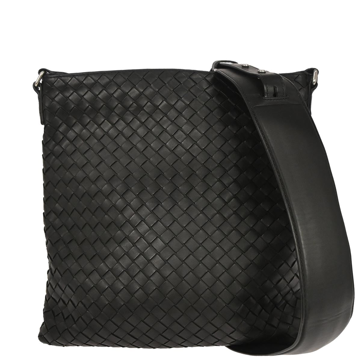 Bottega Veneta Black Lambskin Intrecciato Shoulder Bag