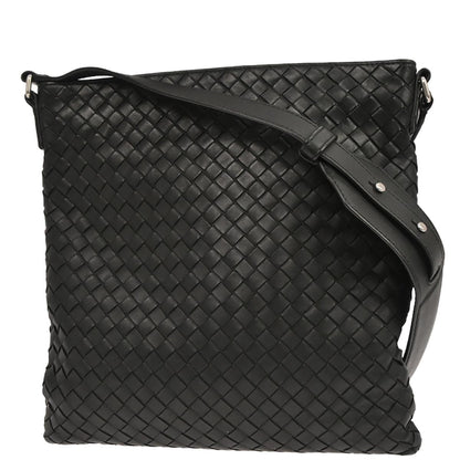 Bottega Veneta Black Lambskin Intrecciato Shoulder Bag