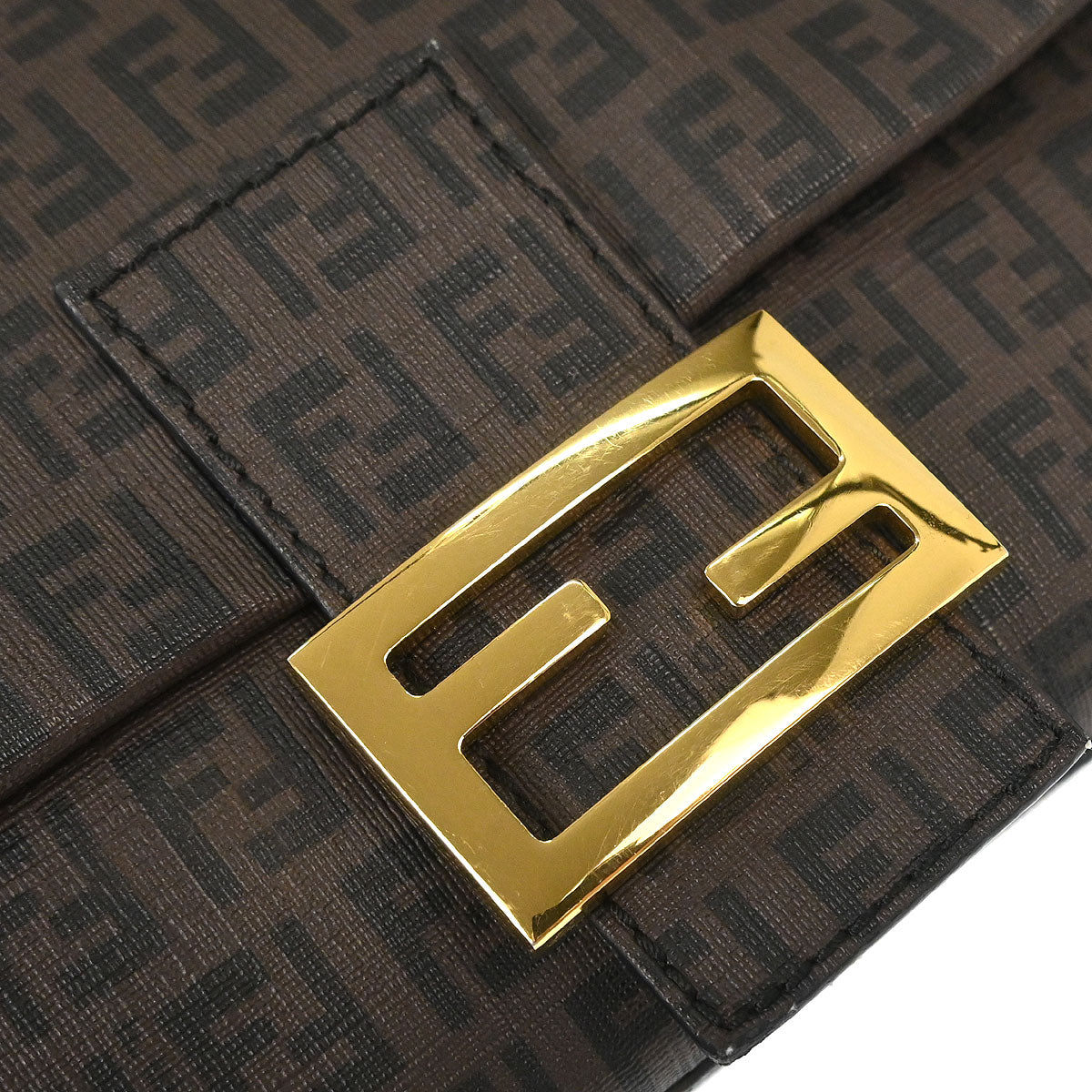 Fendi Brown PVC Zucchino Mamma Baguette Handbag