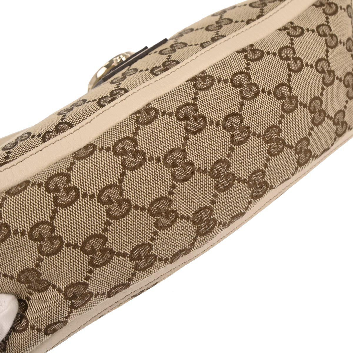 Gucci Ivory Beige Abbey D-ring GG Handbag