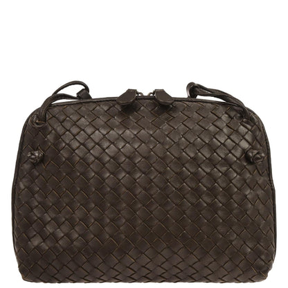 Bottega Veneta Brown Lambskin Intrecciato Shoulder Bag