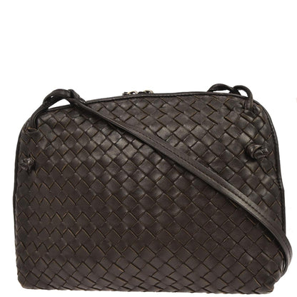 Bottega Veneta Brown Lambskin Intrecciato Shoulder Bag