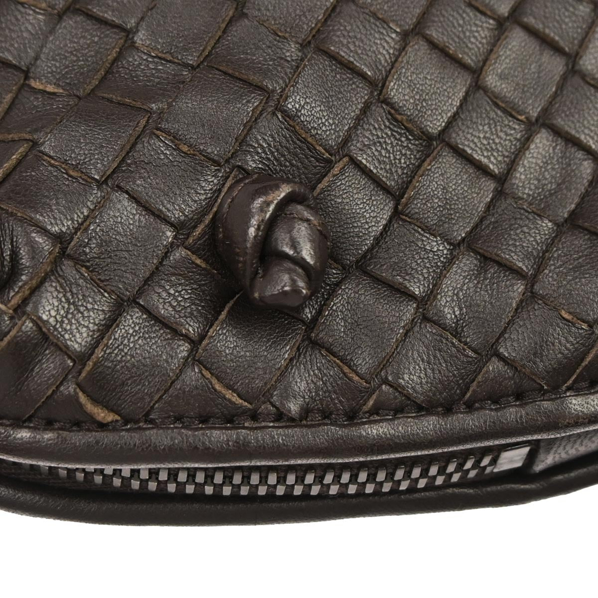 Bottega Veneta Brown Lambskin Intrecciato Shoulder Bag