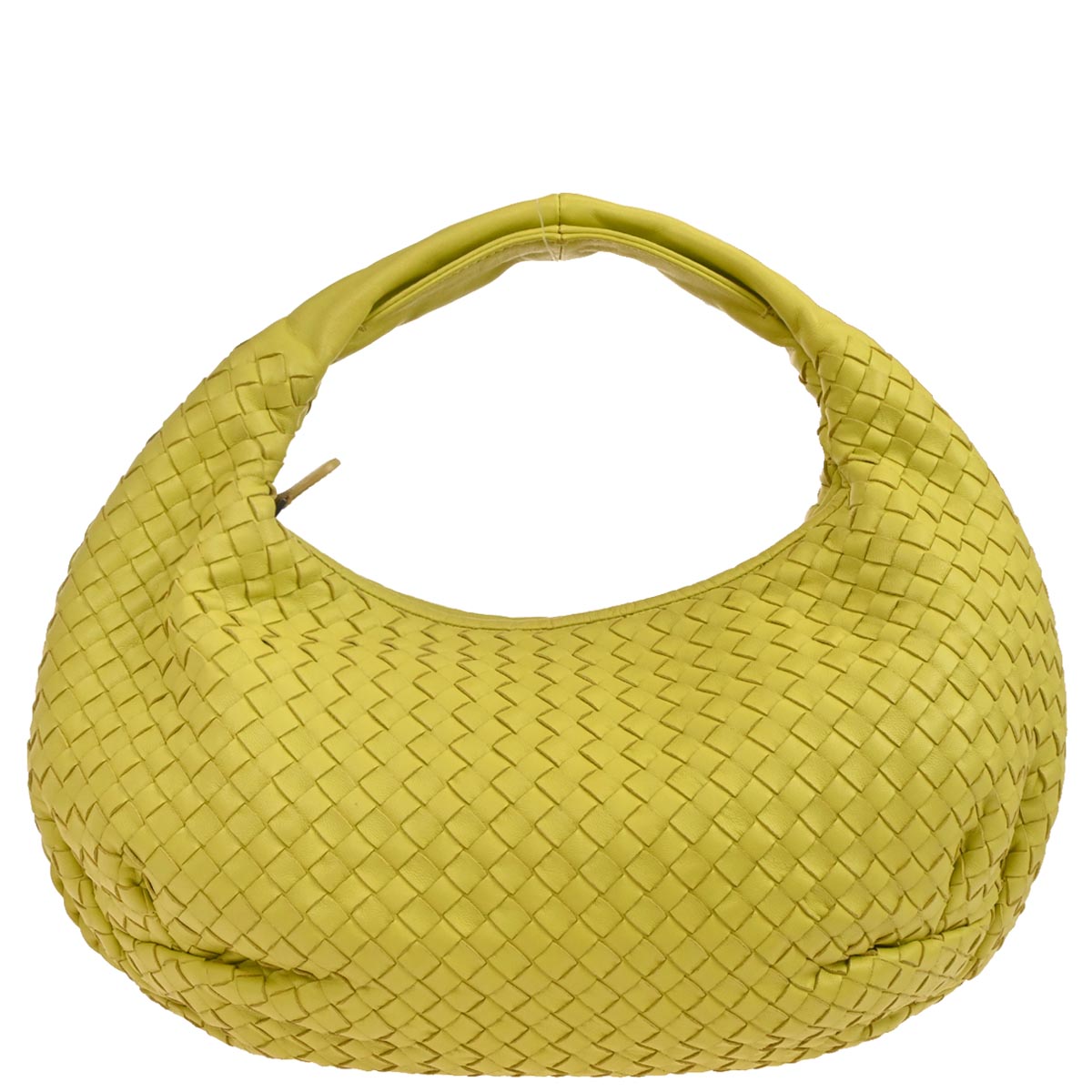 Bottega Veneta Yellow Lambskin Intrecciato Hobo Handbag