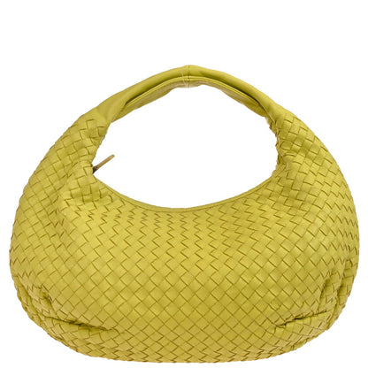 Bottega Veneta Yellow Lambskin Intrecciato Hobo Handbag