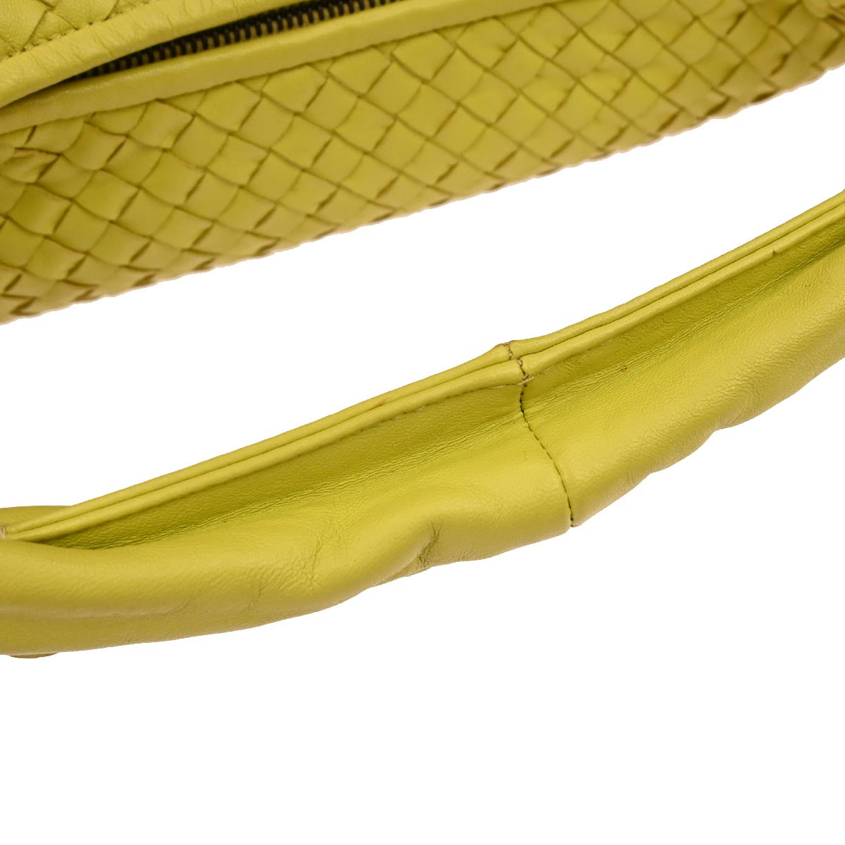 Bottega Veneta Yellow Lambskin Intrecciato Hobo Handbag