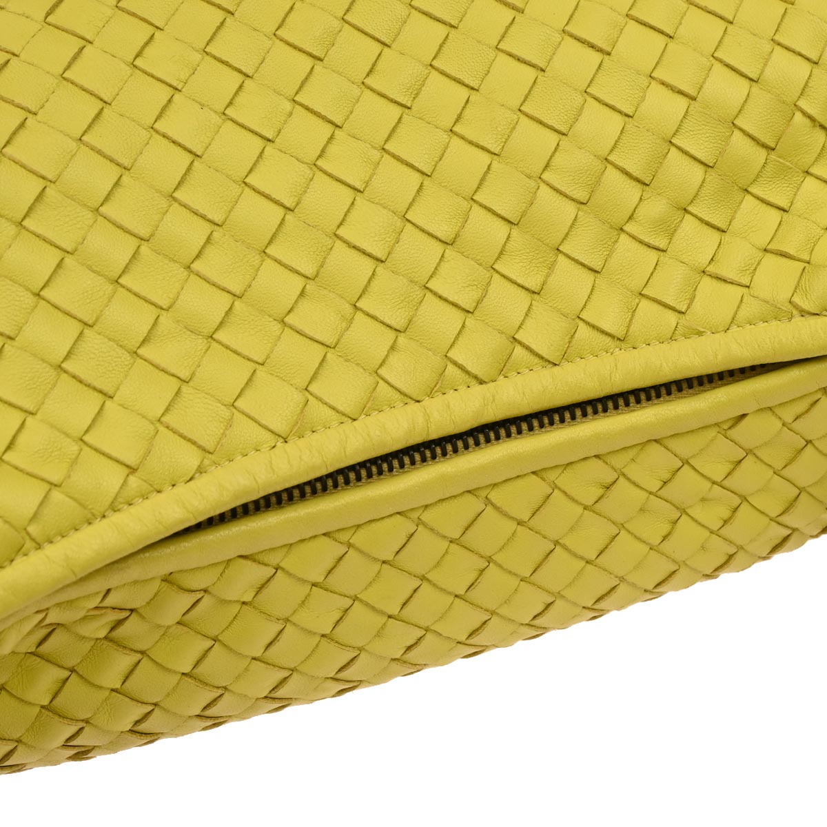 Bottega Veneta Yellow Lambskin Intrecciato Hobo Handbag
