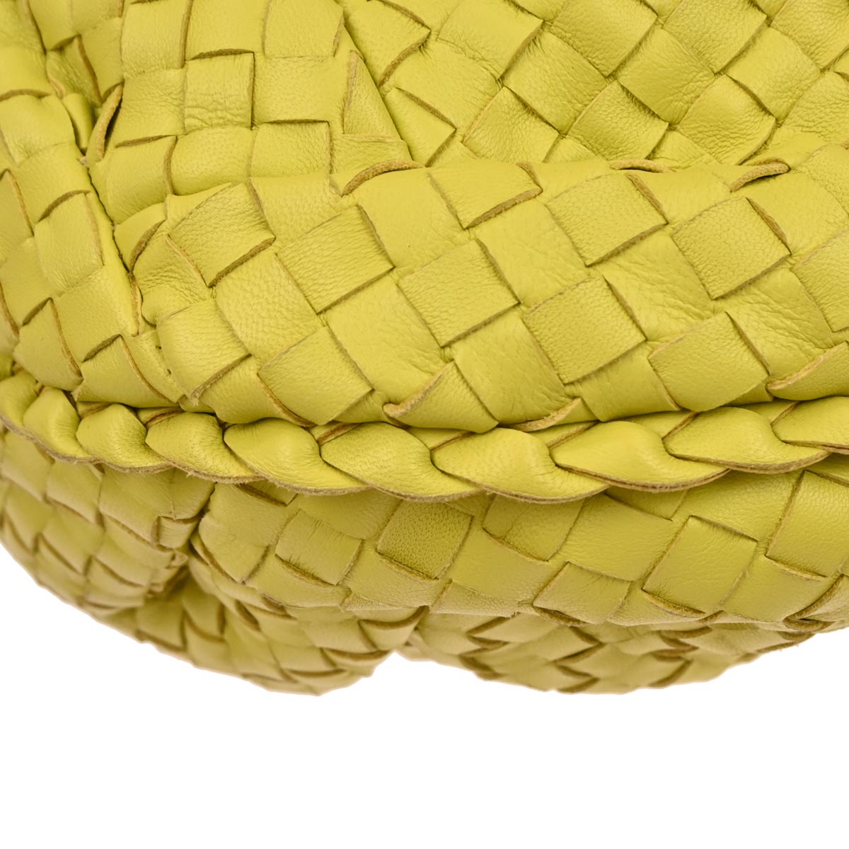 Bottega Veneta Yellow Lambskin Intrecciato Hobo Handbag