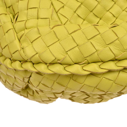 Bottega Veneta Yellow Lambskin Intrecciato Hobo Handbag