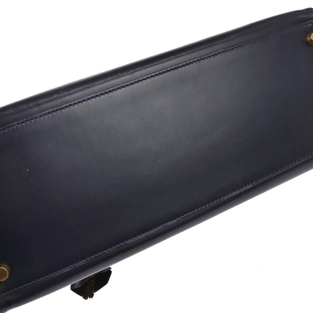 Hermes Navy Box Calf Kelly 32 Retourne 2way Shoulder Handbag