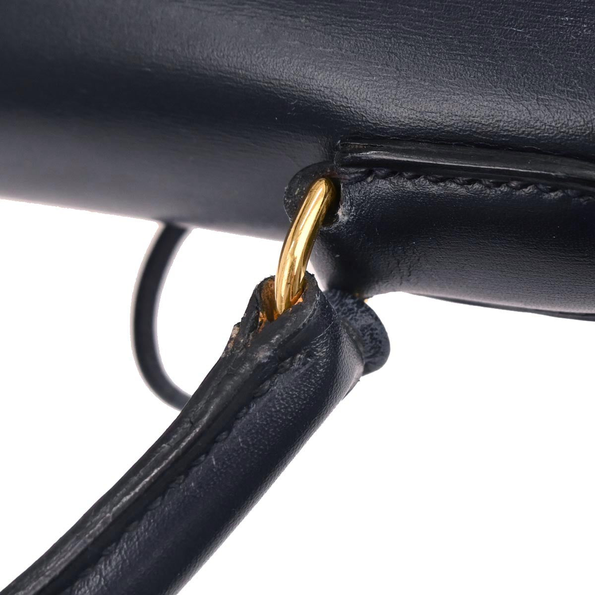 Hermes Navy Box Calf Kelly 32 Retourne 2way Shoulder Handbag