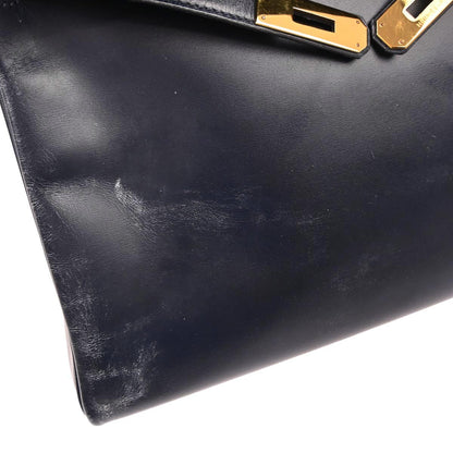 Hermes Navy Box Calf Kelly 32 Retourne 2way Shoulder Handbag