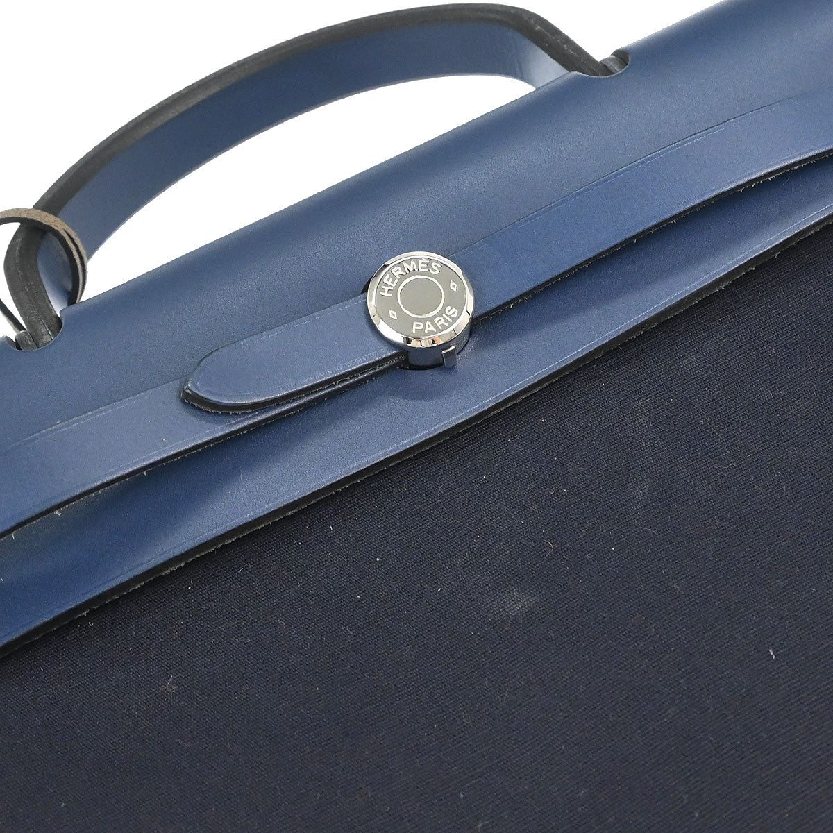 Hermes Beige Navy Toile H Officier Herbag PM 2 in 1 Shoulder Handbag