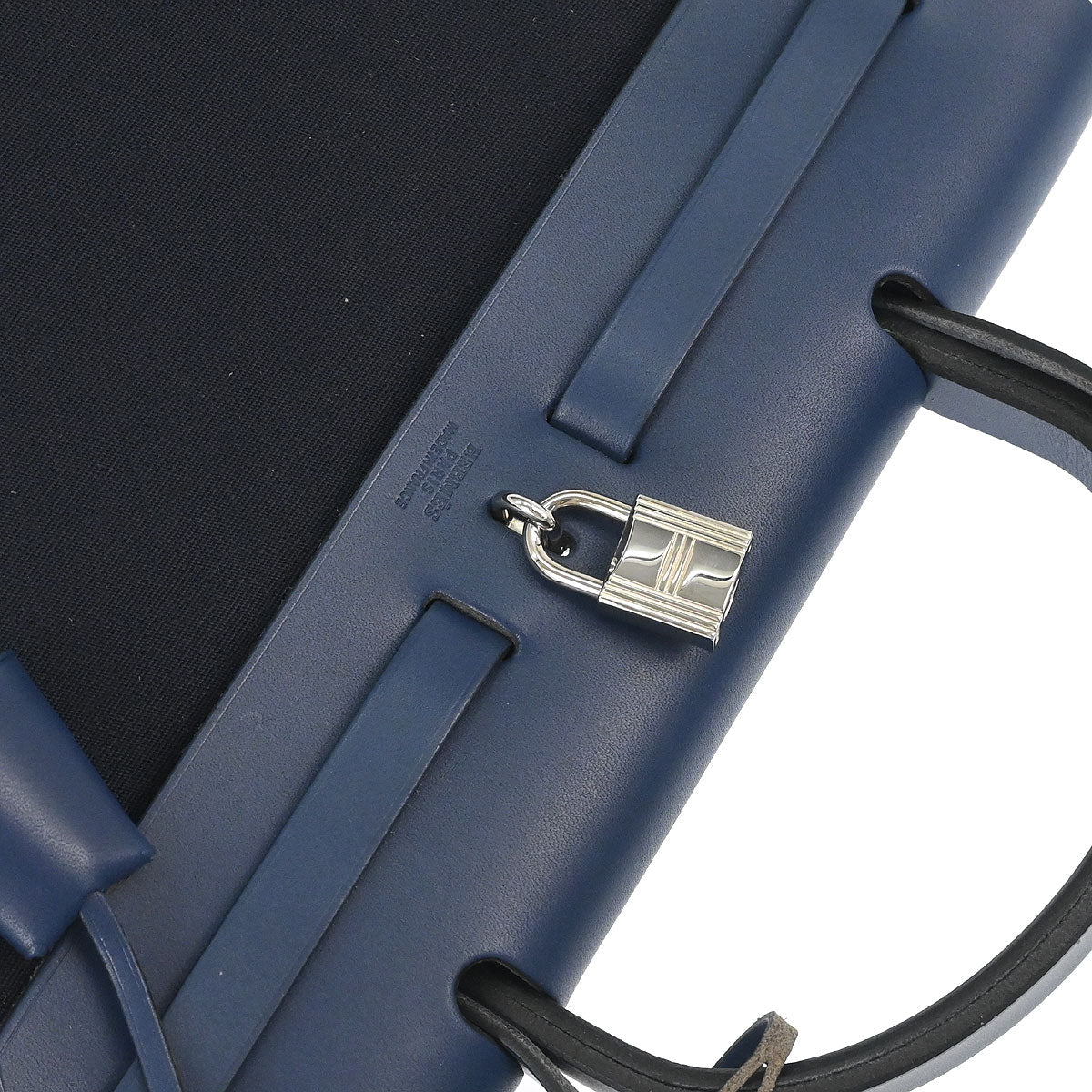 Hermes Beige Navy Toile H Officier Herbag PM 2 in 1 Shoulder Handbag