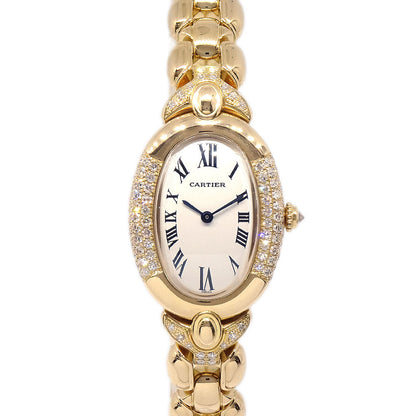 Cartier Baignoire Long Bracelet Ref.1950 Quartz Watch 18KYG Diamond