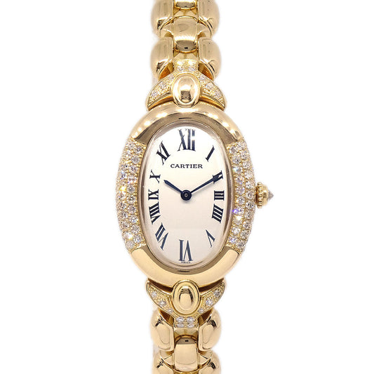Cartier Baignoire Long Bracelet Ref.1950 Quartz Watch 18KYG Diamond