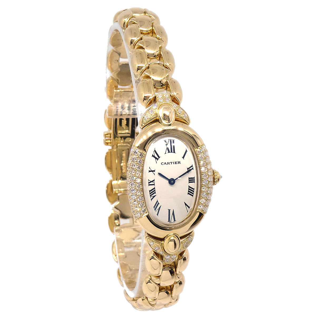 Cartier Baignoire Long Bracelet Ref.1950 Quartz Watch 18KYG Diamond