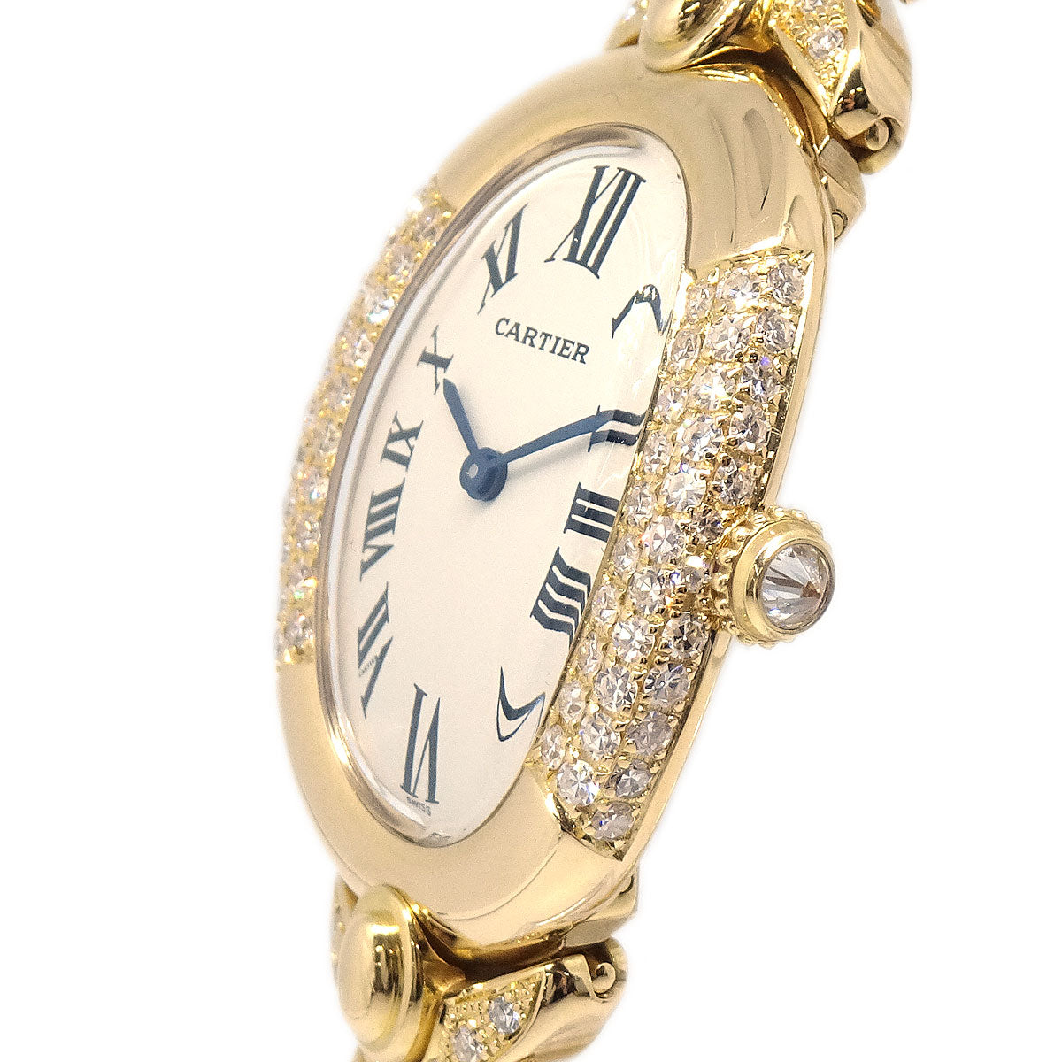 Cartier Baignoire Long Bracelet Ref.1950 Quartz Watch 18KYG Diamond