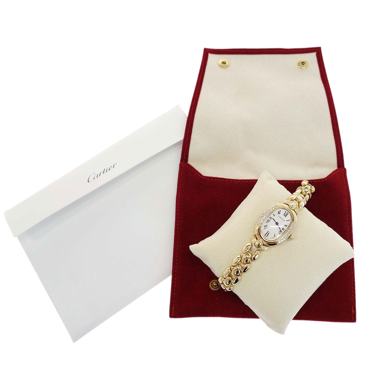 Cartier Baignoire Long Bracelet Ref.1950 Quartz Watch 18KYG Diamond