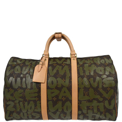 Louis Vuitton Khaki Monogram Graffiti Keepall 50 Duffle Bag M92196
