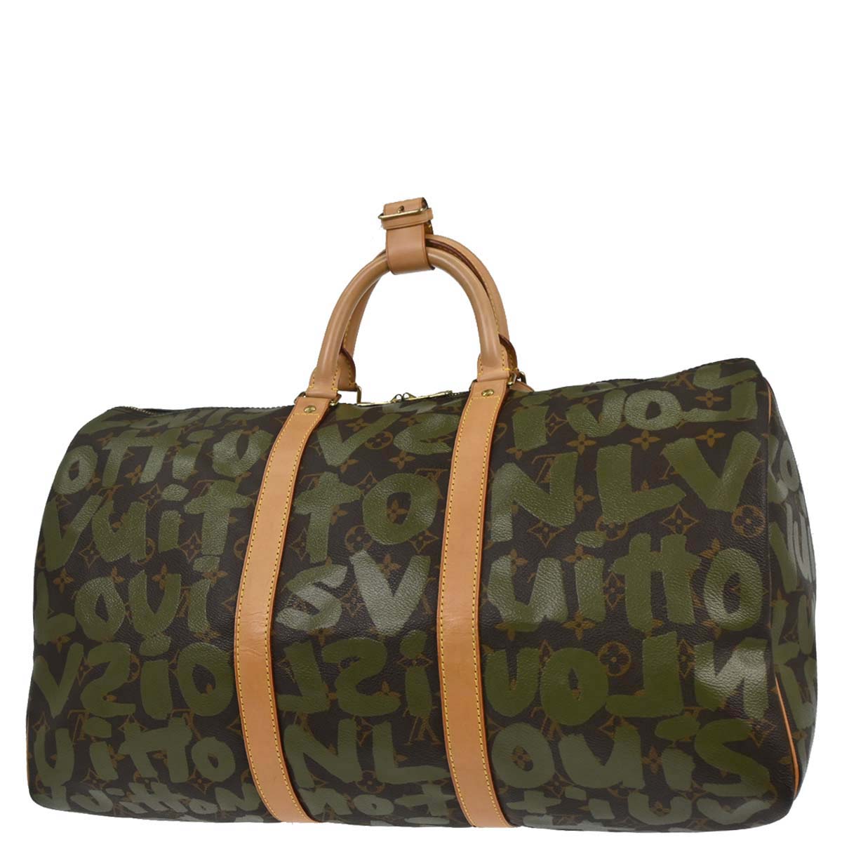 Louis Vuitton Khaki Monogram Graffiti Keepall 50 Duffle Bag M92196
