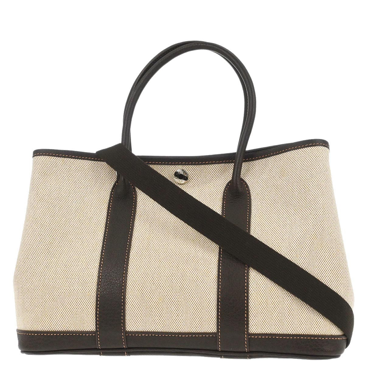 Hermes Beige Toile H Buffalo Garden Party 30 TPM 2way Shoulder Tote Handbag