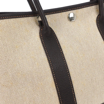 Hermes Beige Toile H Buffalo Garden Party 30 TPM 2way Shoulder Tote Handbag