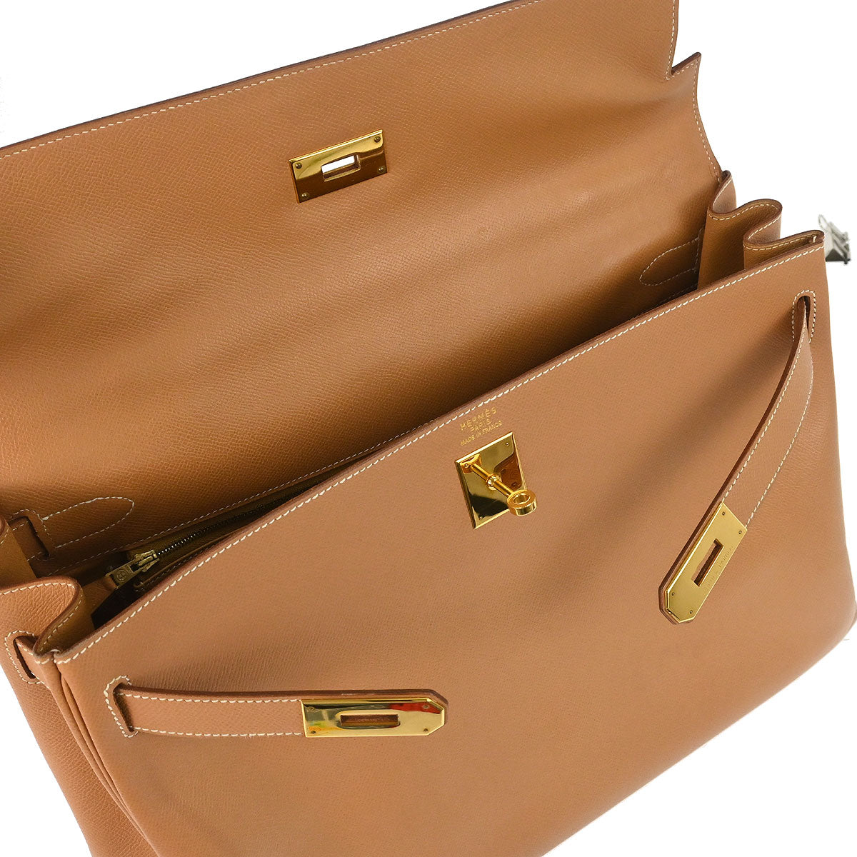 Hermes Natural Courchevel Kelly 40 Retourne Handbag