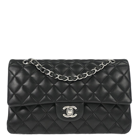 Chanel Black Lambskin Medium Classic Double Flap Shoulder Bag