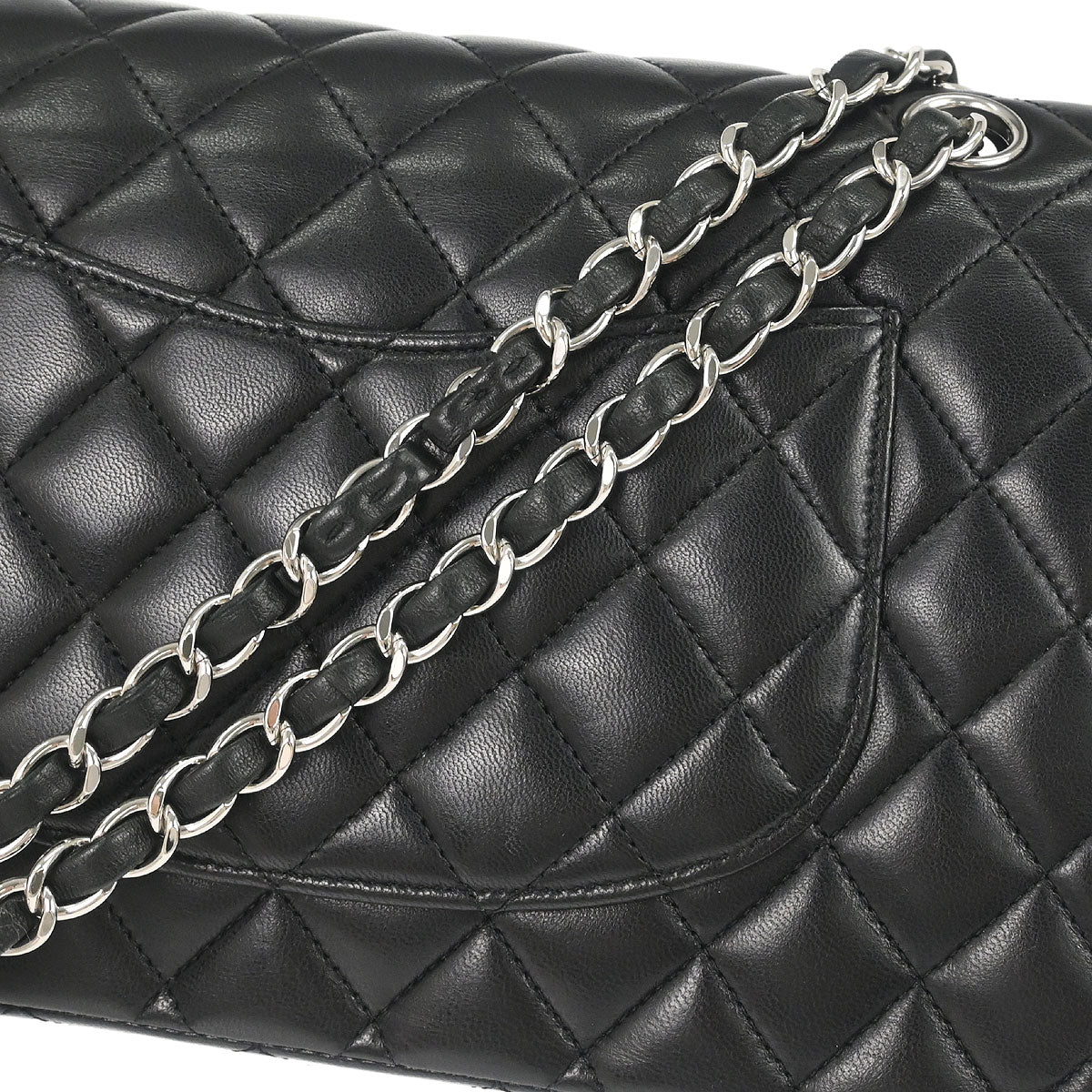 Chanel 2012 Black Lambskin Medium Classic Double Flap Shoulder Bag
