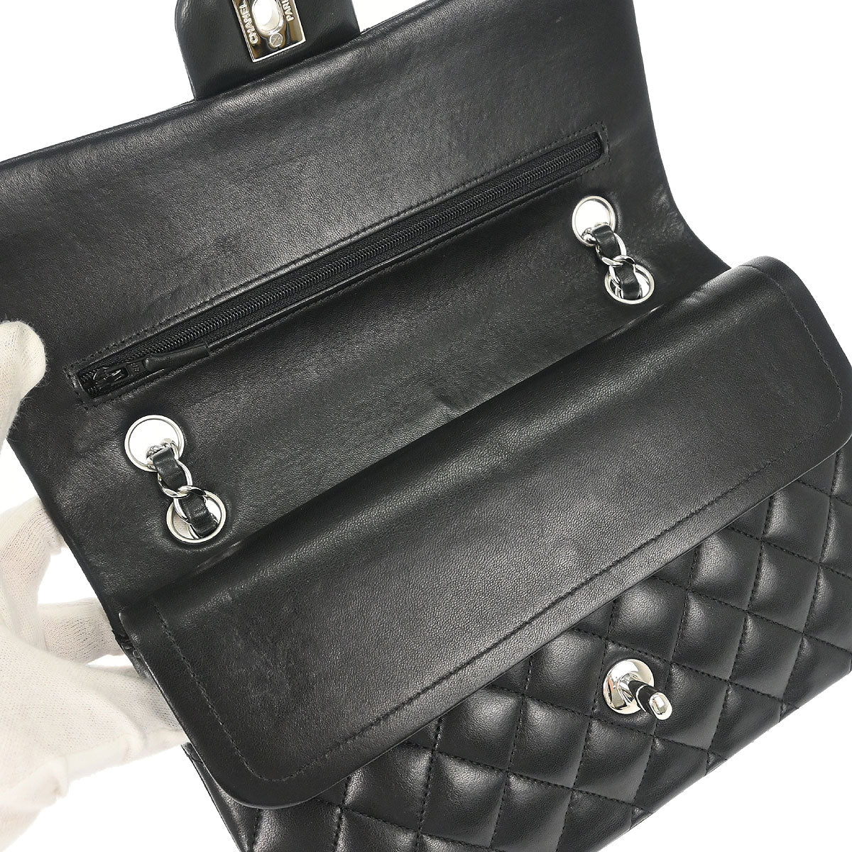 Chanel 2012 Black Lambskin Medium Classic Double Flap Shoulder Bag