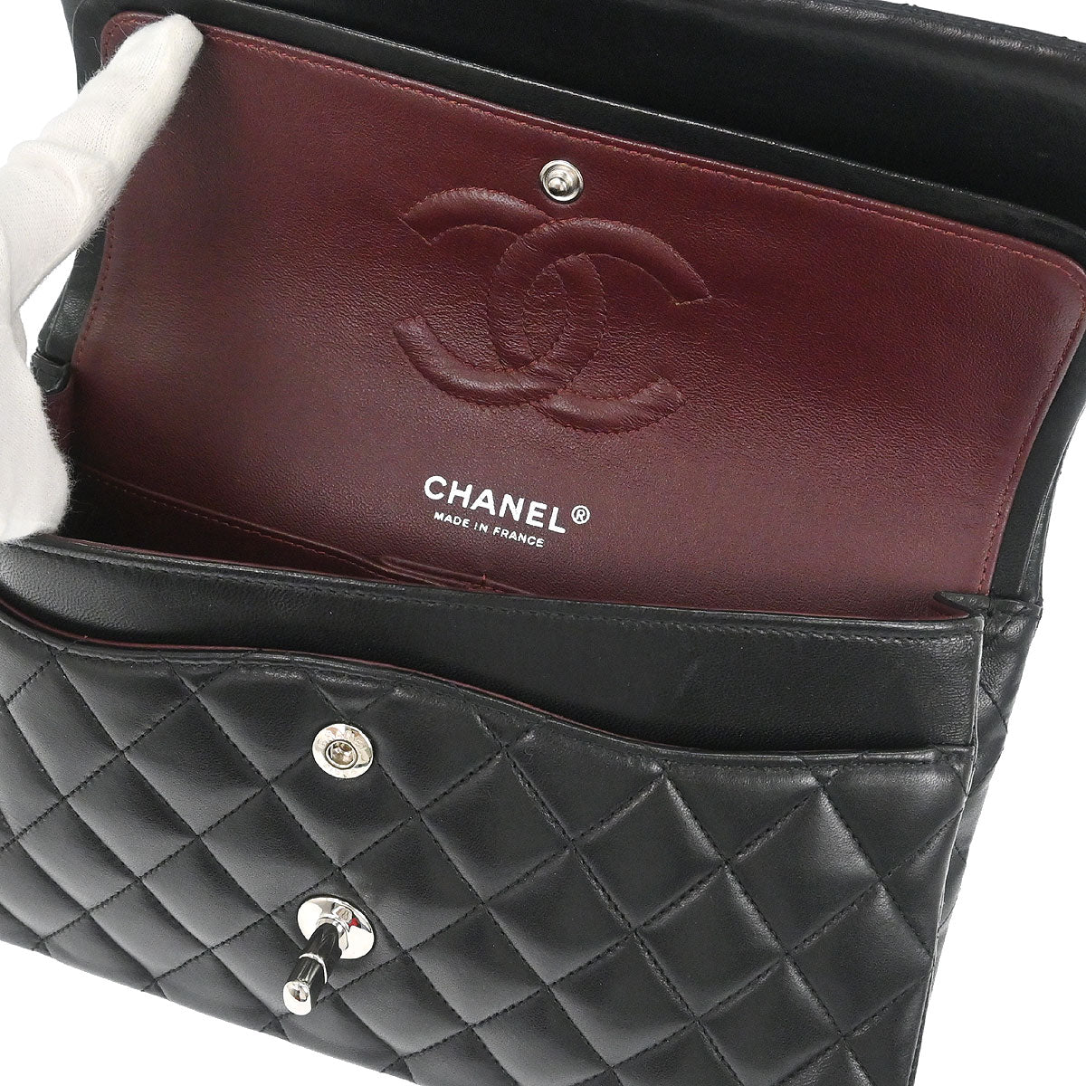 Chanel 2012 Black Lambskin Medium Classic Double Flap Shoulder Bag