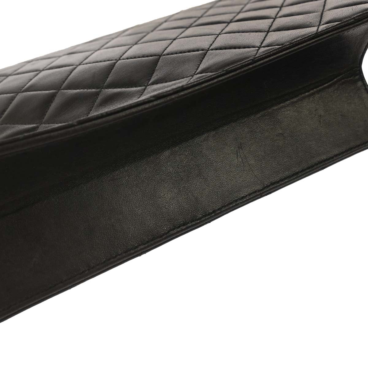 Chanel 1997-1999 Black Lambskin Pushlock Medium Half Flap Shoulder Bag