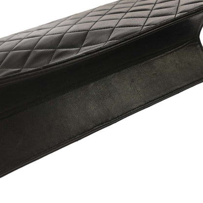 Chanel 1997-1999 Black Lambskin Pushlock Medium Half Flap Shoulder Bag