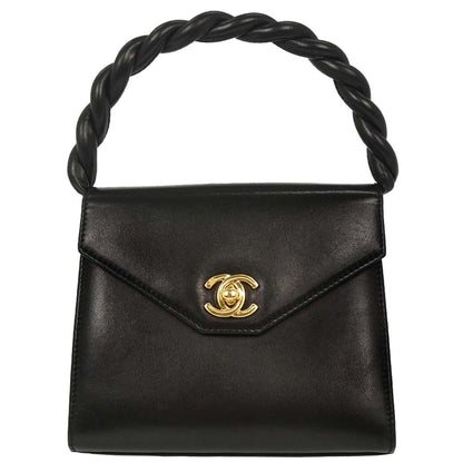 Chanel Black Lambskin Top Handle Handbag