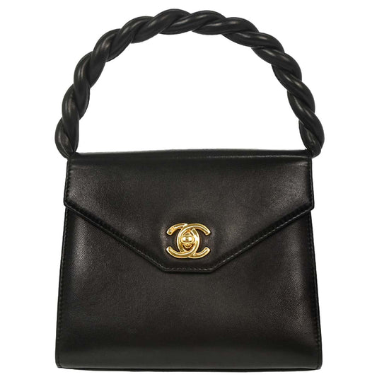 Chanel Black Lambskin Top Handle Handbag