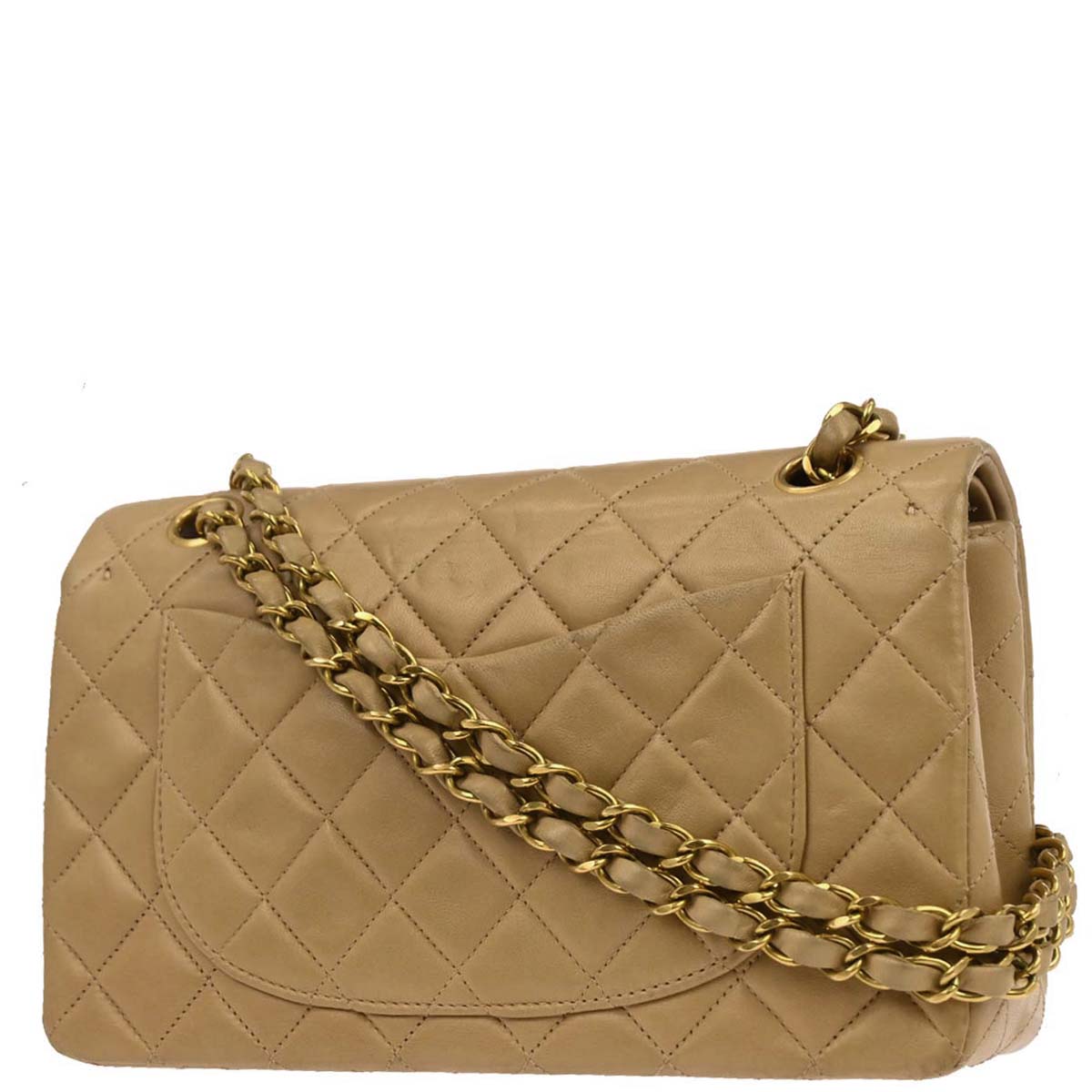 Chanel Beige Lambskin Small Classic Double Flap Shoulder Bag