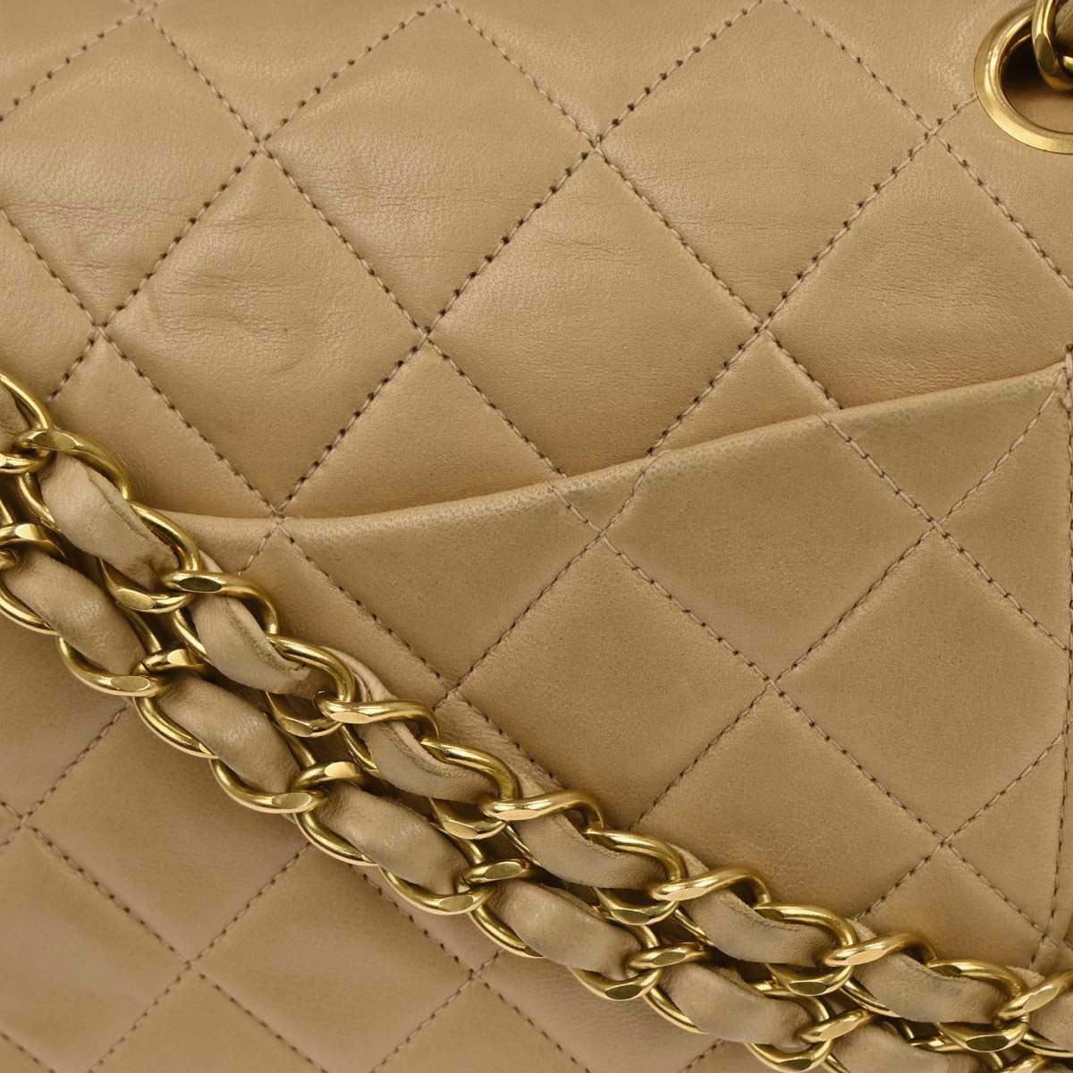 Chanel Beige Lambskin Small Classic Double Flap Shoulder Bag