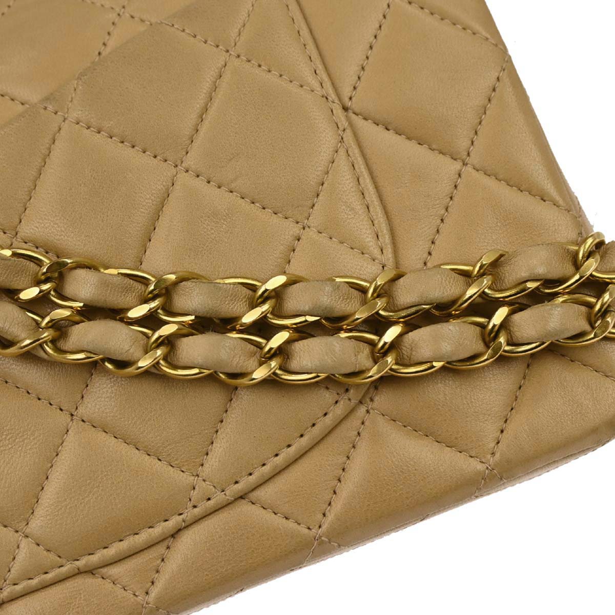 Chanel Beige Lambskin Small Classic Double Flap Shoulder Bag