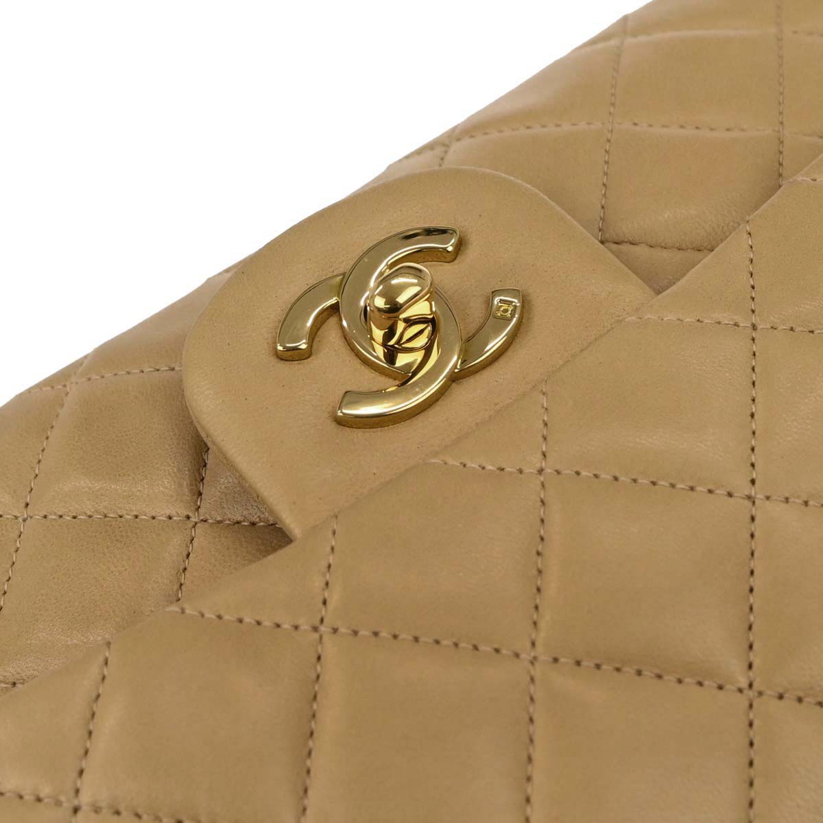 Chanel Beige Lambskin Small Classic Double Flap Shoulder Bag