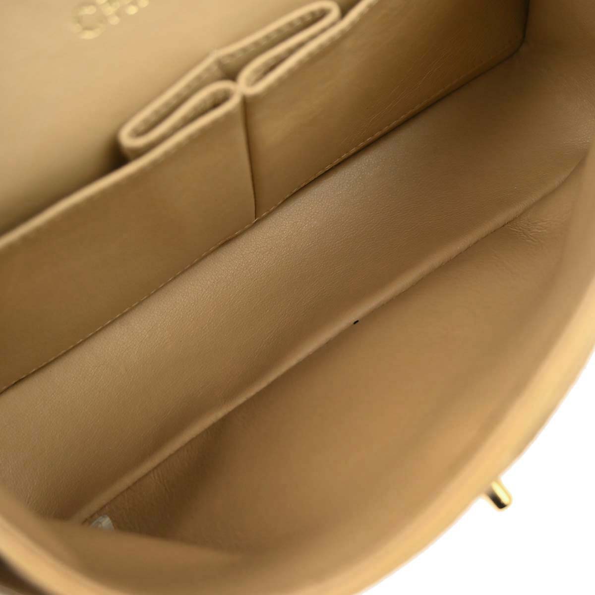 Chanel Beige Lambskin Small Classic Double Flap Shoulder Bag