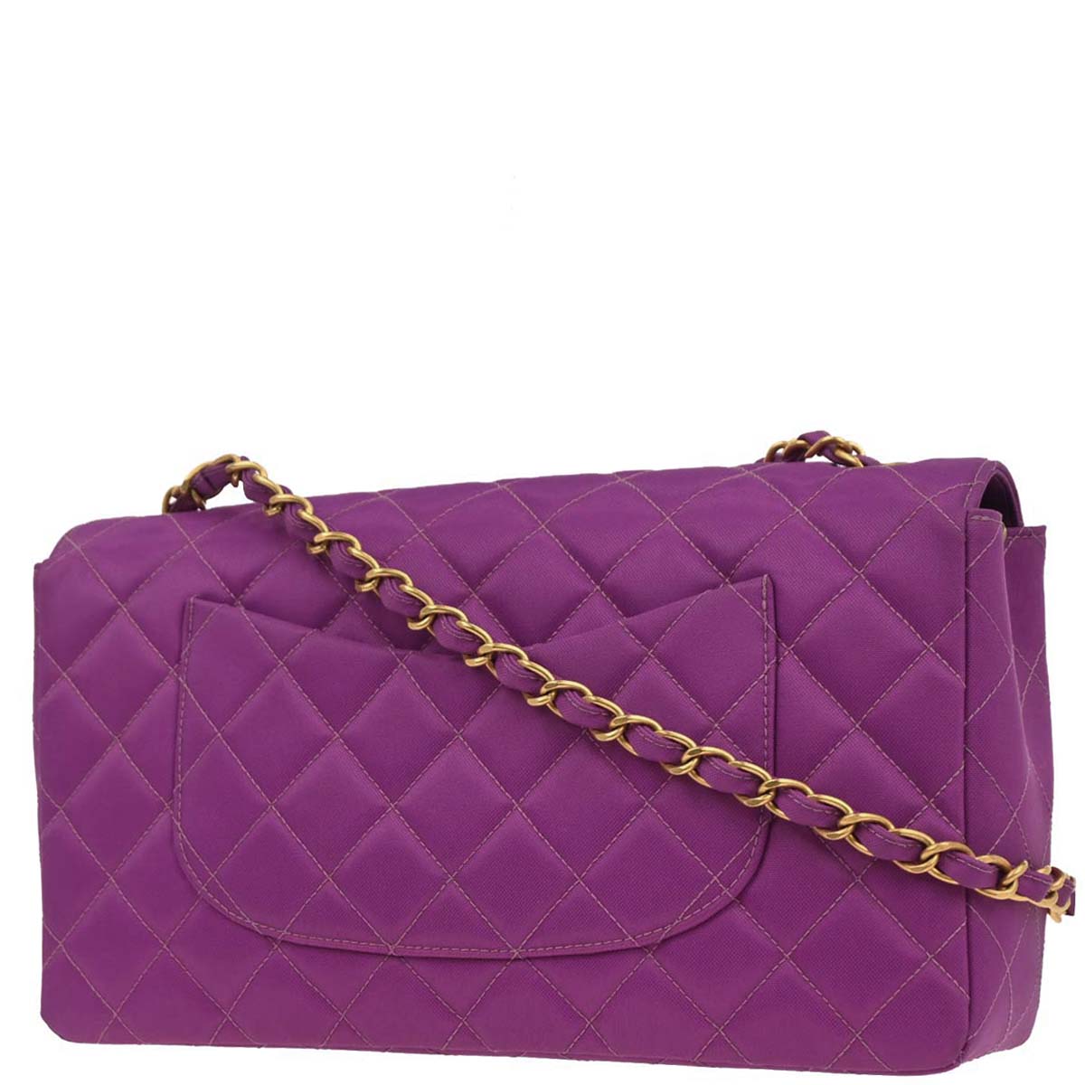Chanel Purple Nylon Single Flap Shoulder Bag