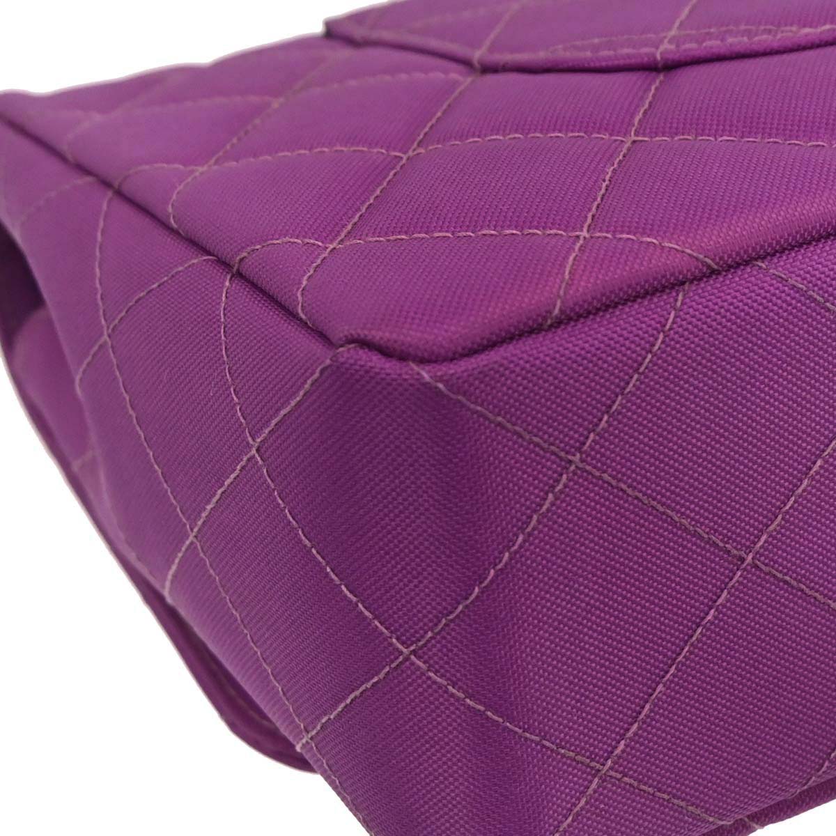 Chanel Purple Nylon Single Flap Shoulder Bag