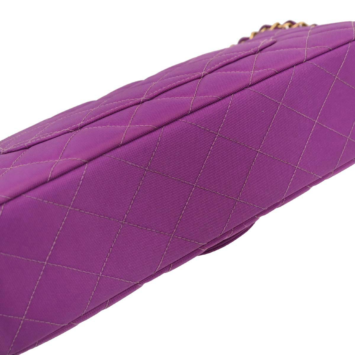 Chanel Purple Nylon Single Flap Shoulder Bag