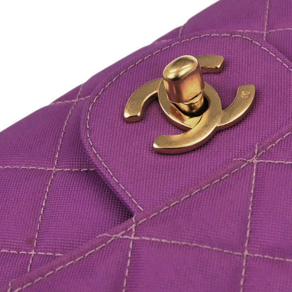 Chanel Purple Nylon Single Flap Shoulder Bag