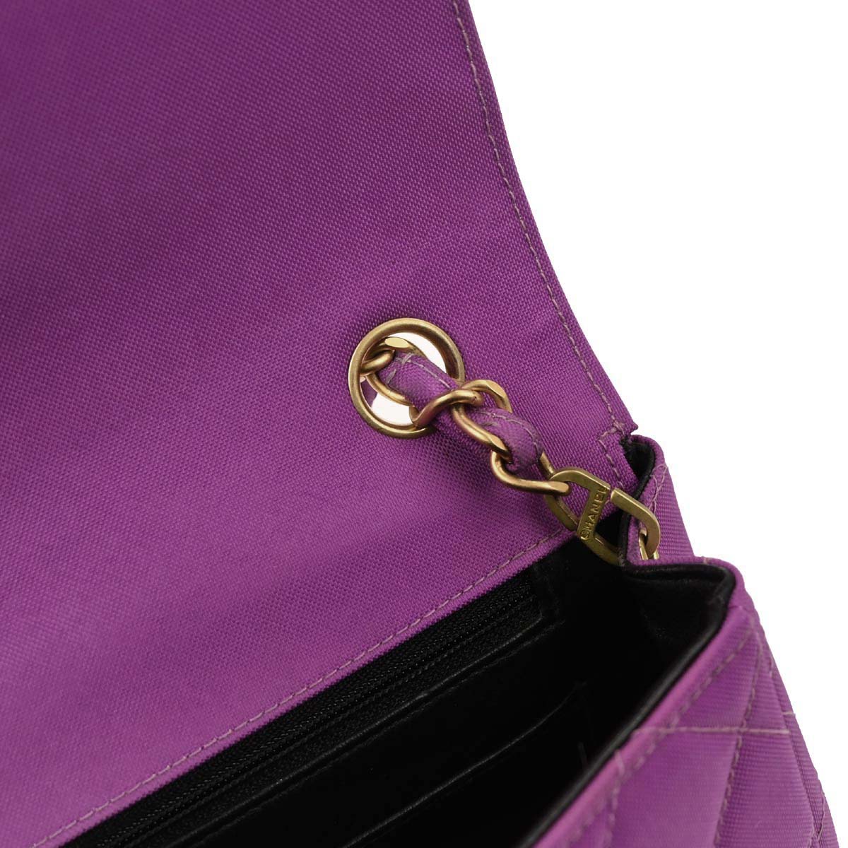 Chanel Purple Nylon Single Flap Shoulder Bag