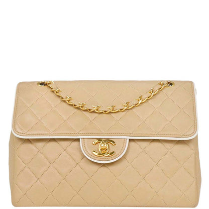 Chanel Beige Lambskin Shoulder Bag