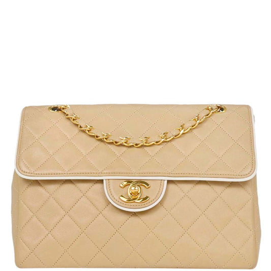 Chanel Beige Lambskin Shoulder Bag