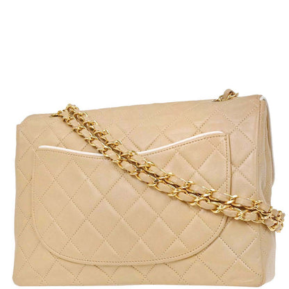 Chanel Beige Lambskin Shoulder Bag