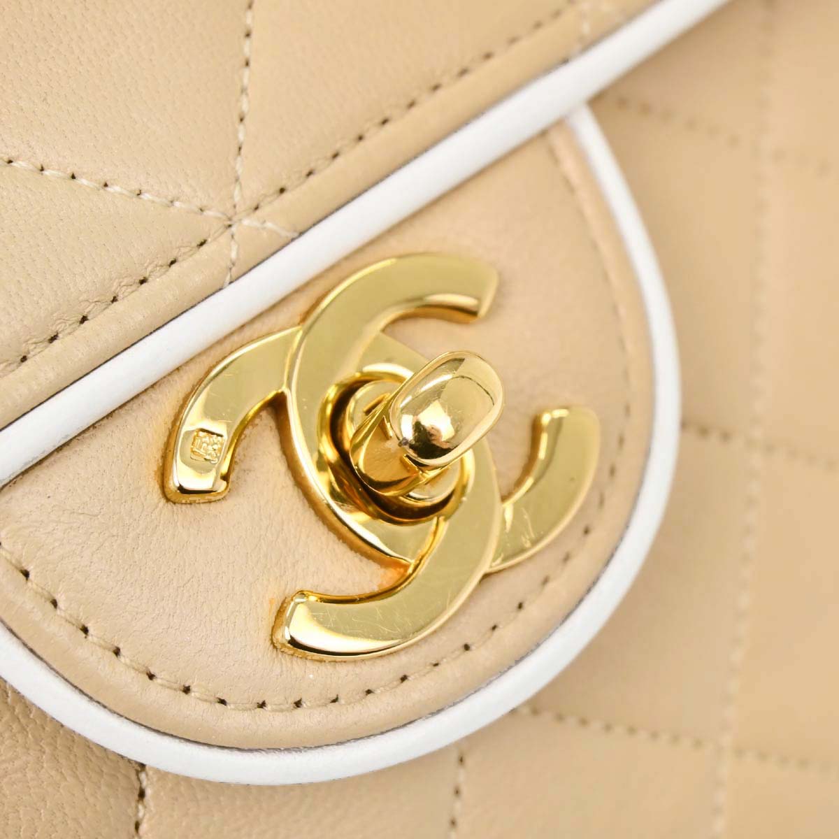 Chanel Beige Lambskin Shoulder Bag